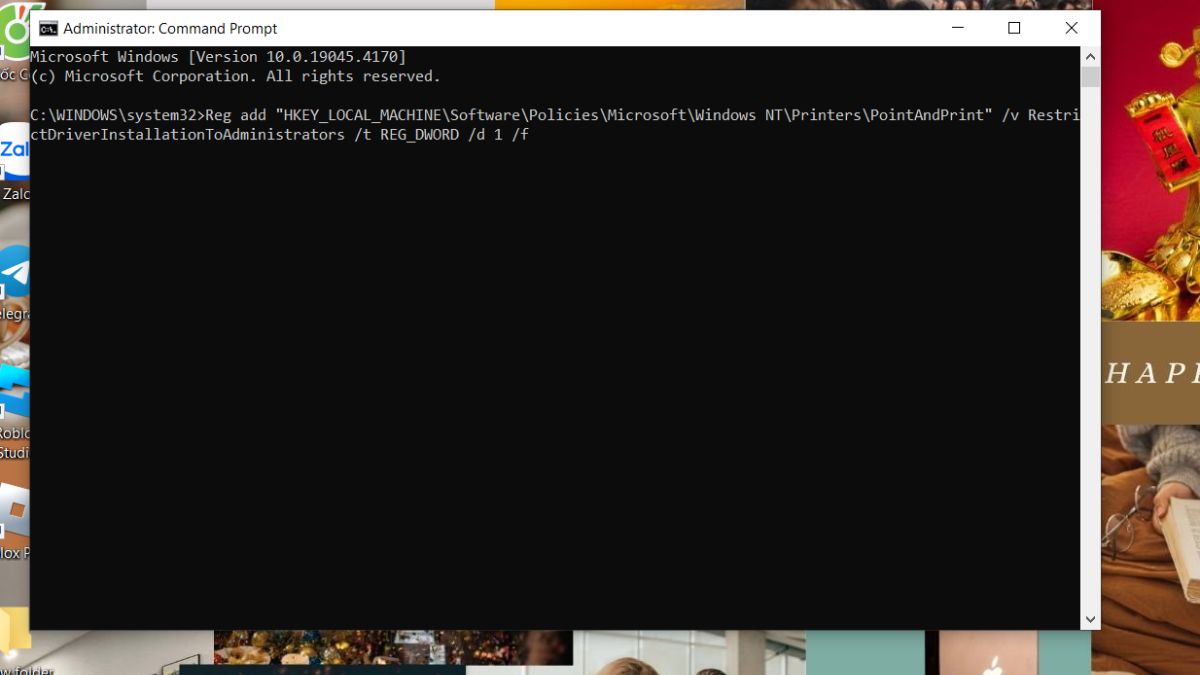 Cấu hình lại Regedit để fix lỗi 0x00000709 bước 2